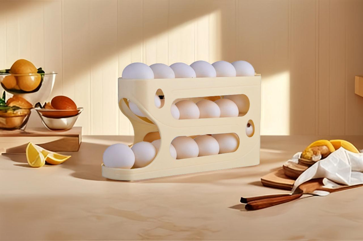AutoGlide Egg Dispenser(Three Layer Plastic Egg Holder Container)