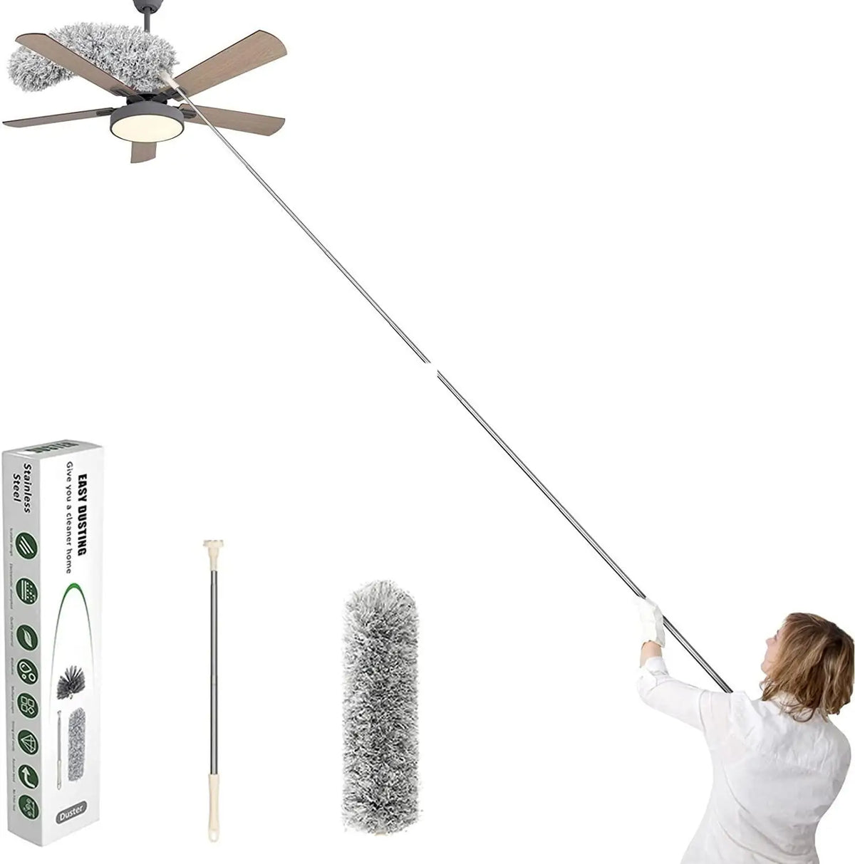 OmniSweep HighVault Pro(Microfiber Duster for Cleaning Telescopic Extension Long Pole Bendable Head)