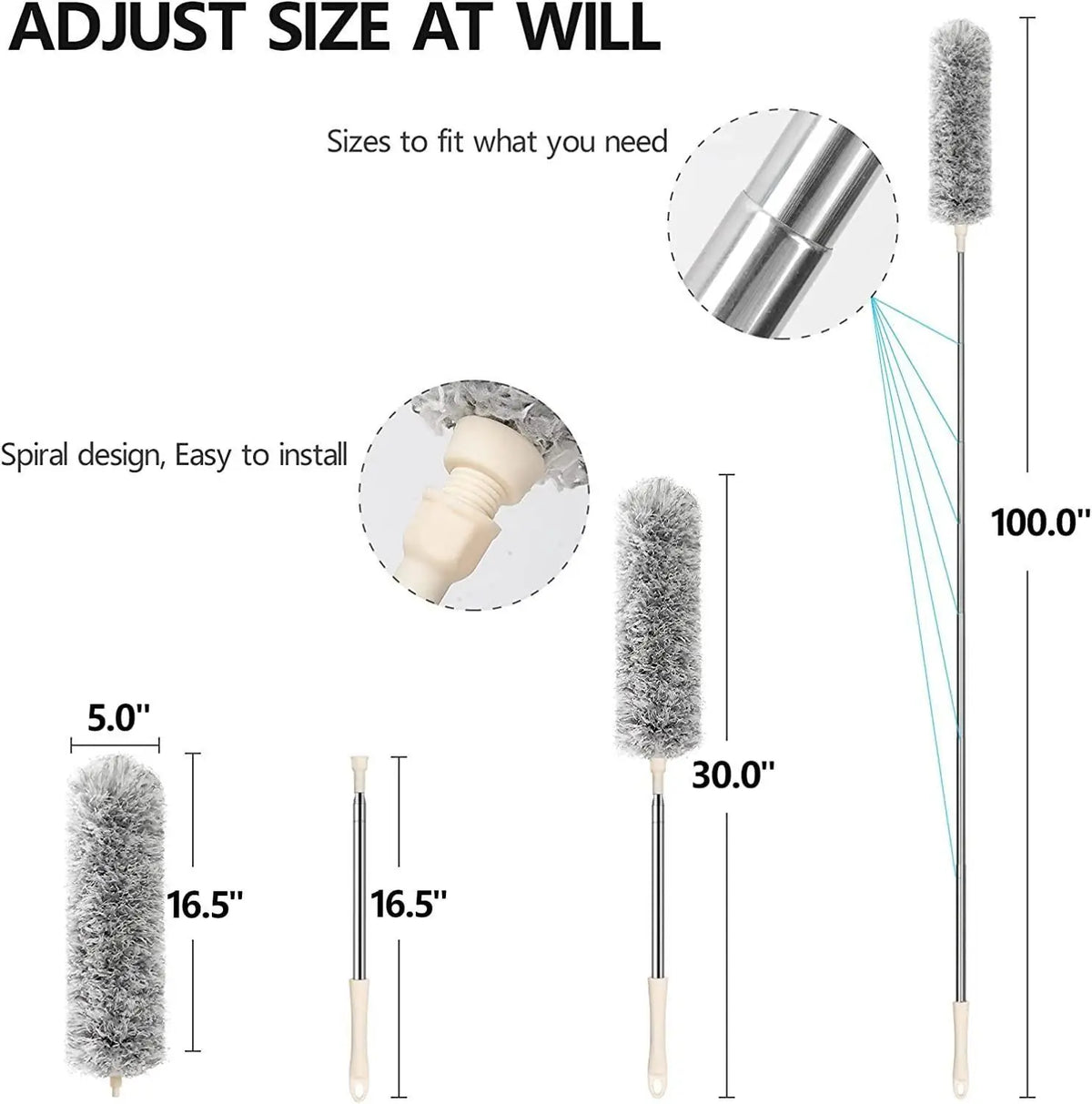 OmniSweep HighVault Pro(Microfiber Duster for Cleaning Telescopic Extension Long Pole Bendable Head)