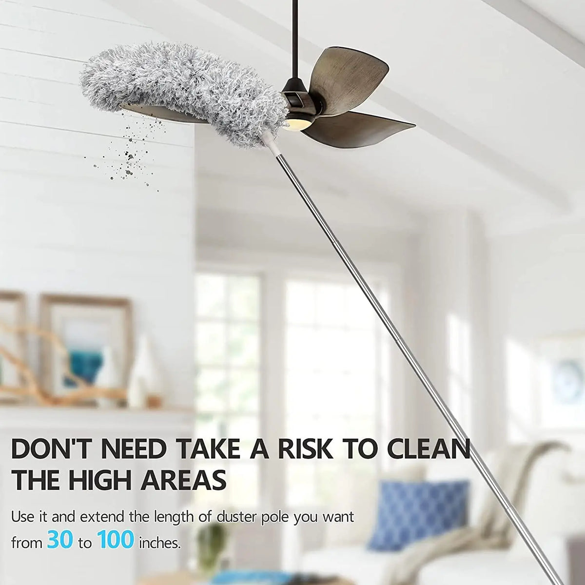 OmniSweep HighVault Pro(Microfiber Duster for Cleaning Telescopic Extension Long Pole Bendable Head)