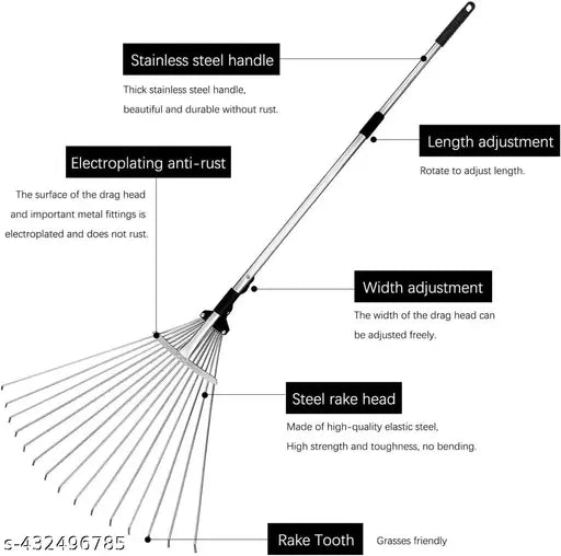 2-in-1 Adjustable Telescopic Garden Leaf Rake