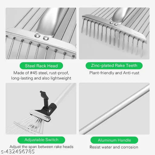 2-in-1 Adjustable Telescopic Garden Leaf Rake