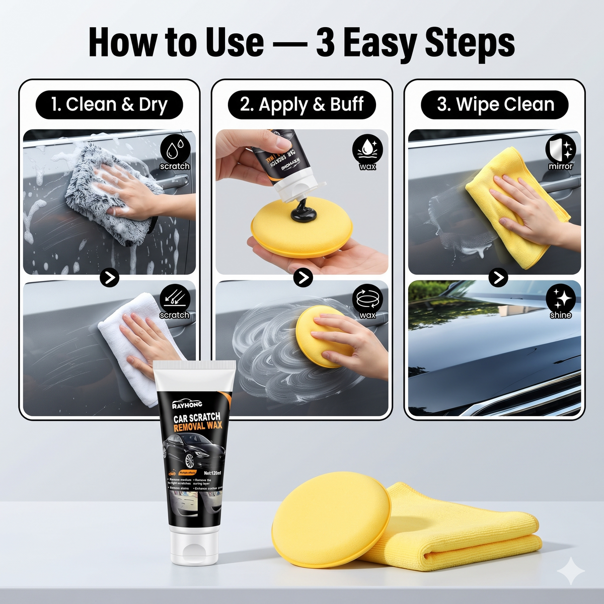 Car Scratch Removal Wax Pack of 2
