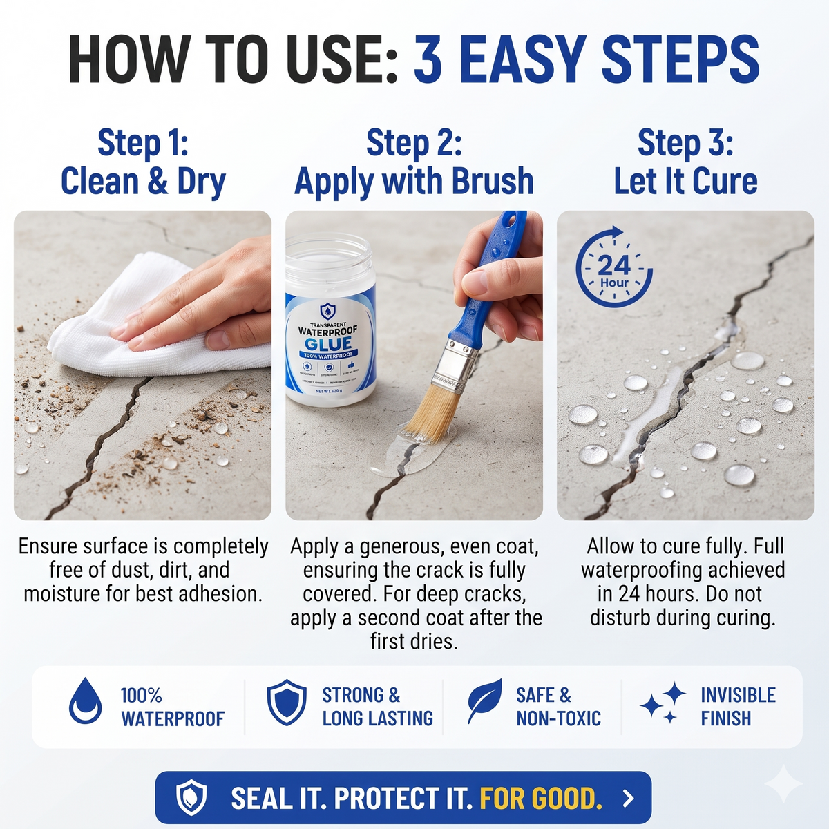 Transparent Waterproof Glue ( Buy 1 Get 1 Free + Free Brush )