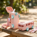 Contemporary 2-in-1 Toy Bus shipper water bottle with Movable Wheels Drinking Water Bottle for School