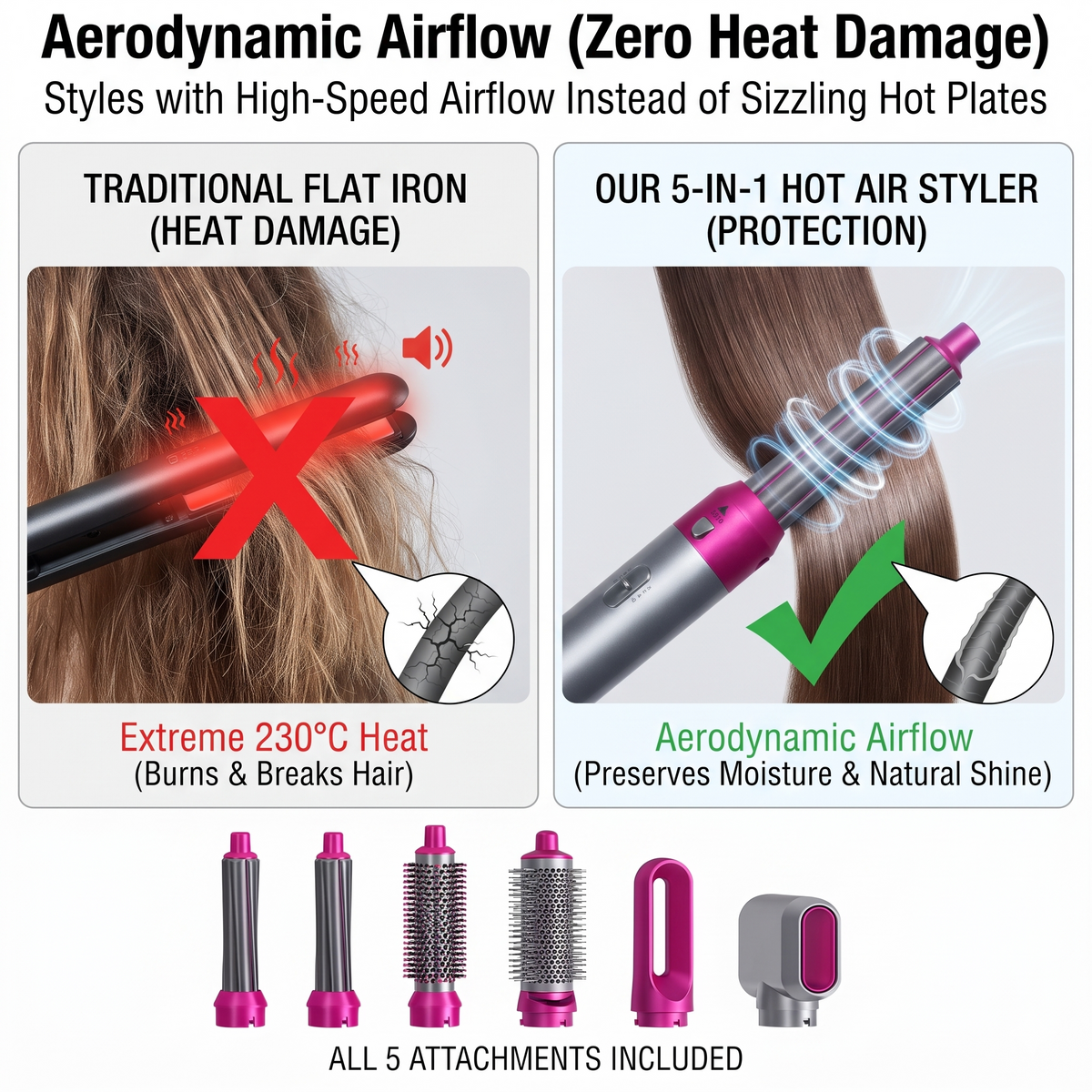 5 in 1 Hot Air Brush Hair Dryer & Volumizer