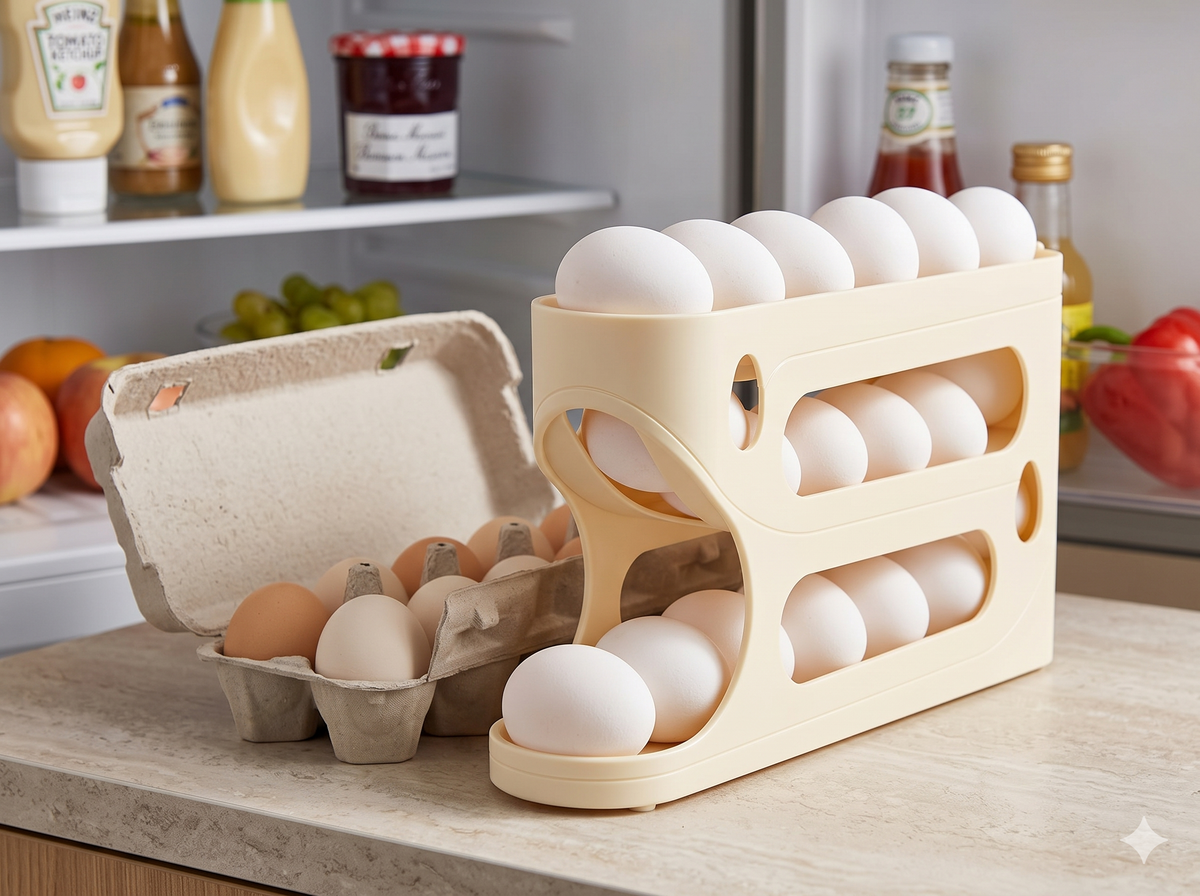 AutoGlide Egg Dispenser(Three Layer Plastic Egg Holder Container)