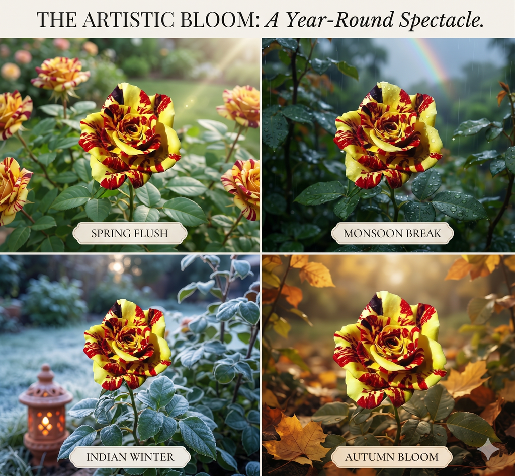 Rare Fire & Gold Striped Rose Seeds(Pack of 1)