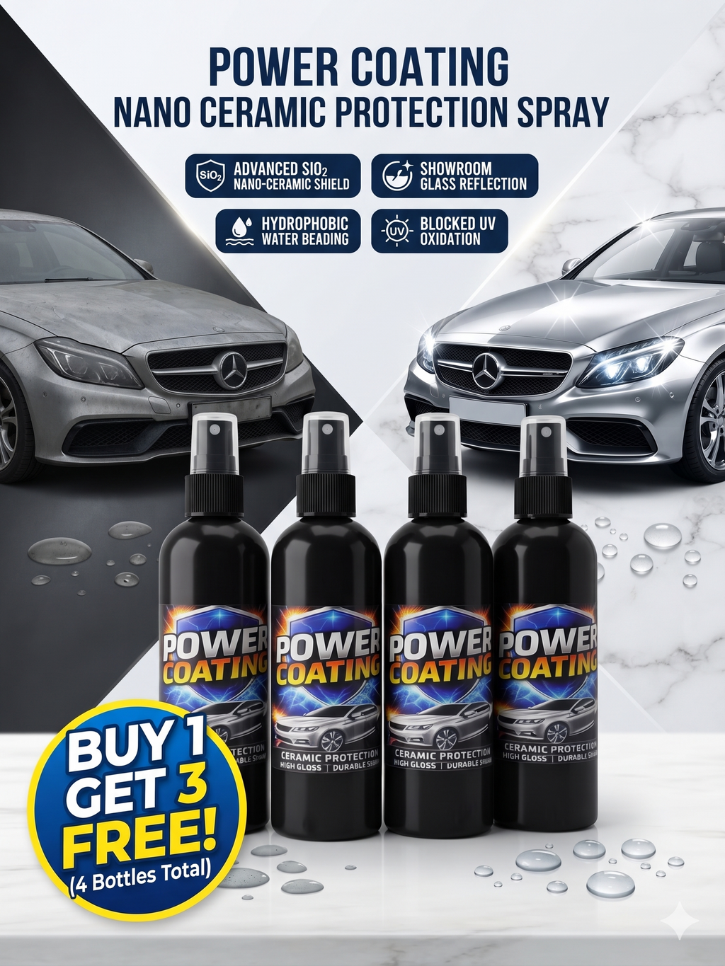 Nano Ceramic Coating Spray for Car | Deep Gloss (Buy 1 Get 3 Free!) !Limited Time Deal!