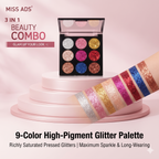 MISS ADS COMBO (MAKEUP BRUSH SET, GLITTER EYESHADOW, LIQUID LIPSTICK)