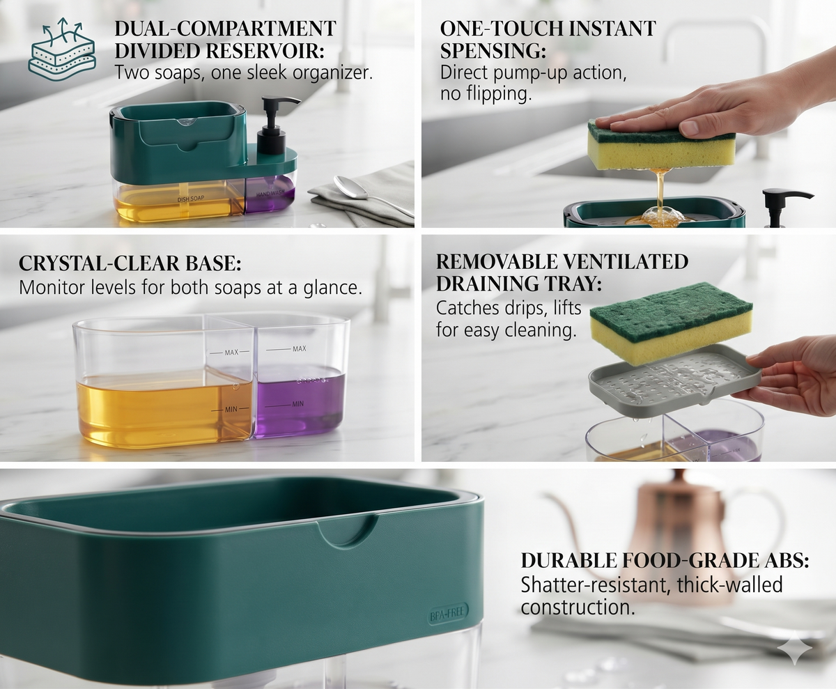 DuoPress SinkStation Pro(3 in 1 Soap Dispenser for Kitchen)