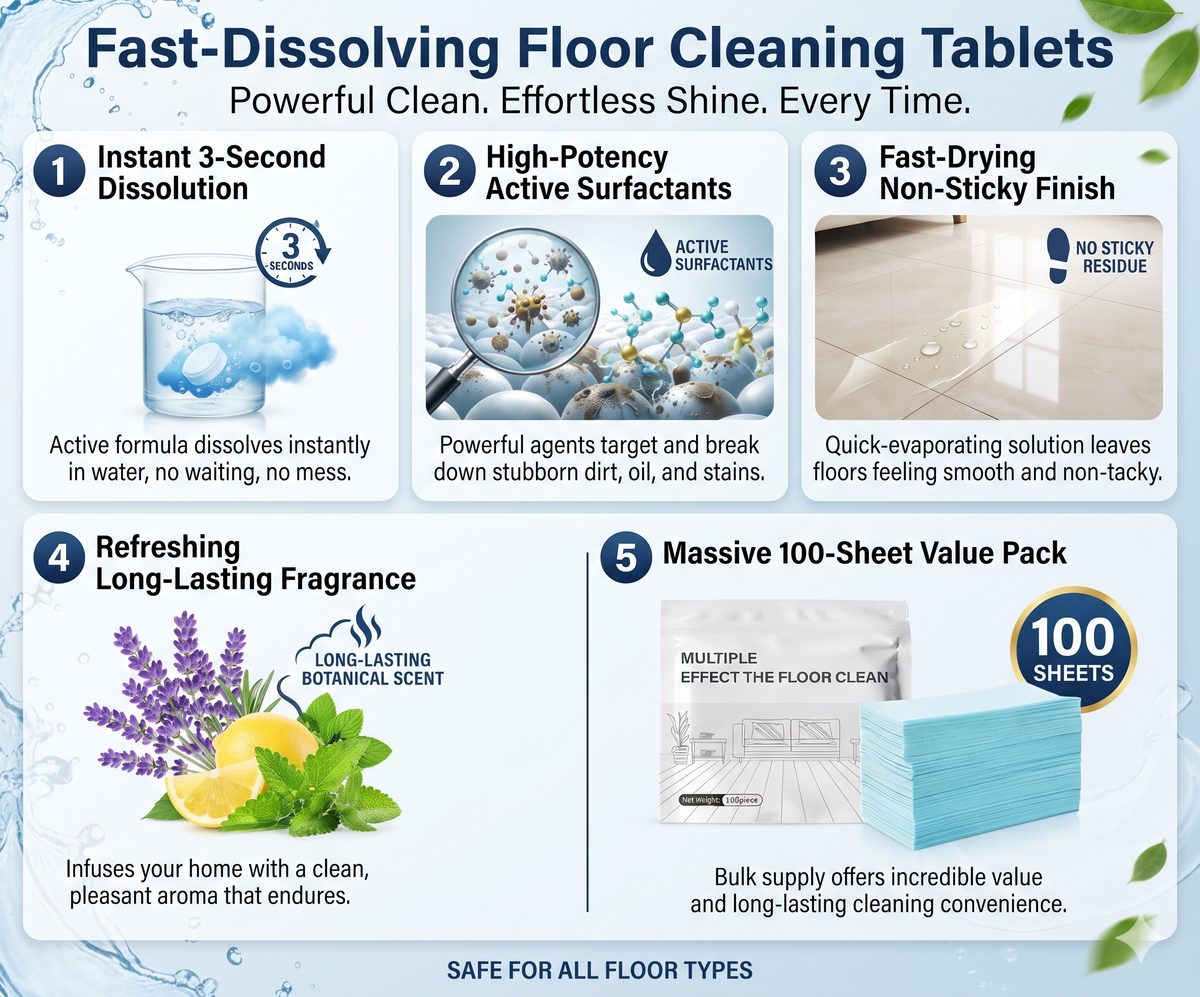 AuraSheet™ Fast-Dissolving Multi-Effect Floor Cleaning Sheets (100-Sheet Pack)