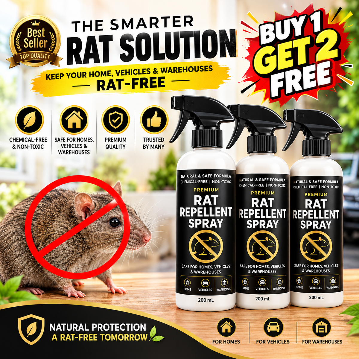 Rat Repellent Spray  (Buy 1 get 2 Free!)