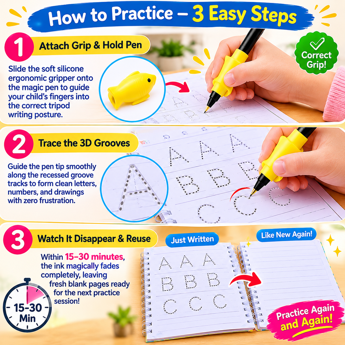 Magic Practice Copybook - (4 Book + 10 Refill) (A-127)