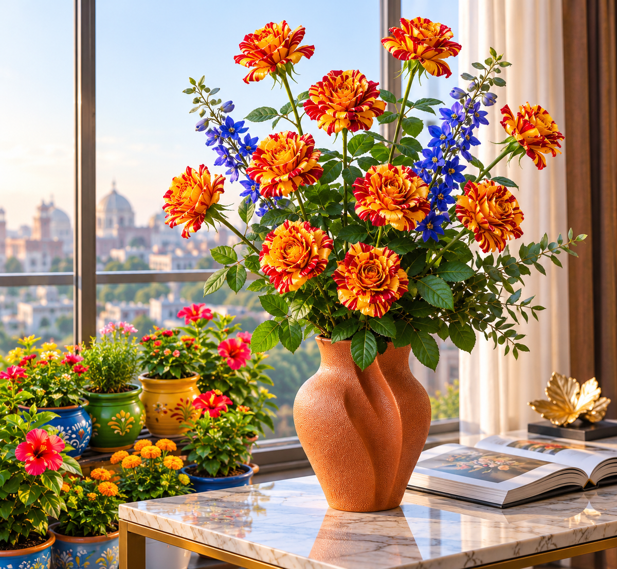 Rare Fire & Gold Striped Rose Seeds(Pack of 1)