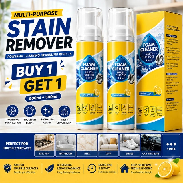 Multipurpose Stain Remover (Foam Cleaner, Multi-Surface Cleaning Spray for Car Seats, Upholstery, Leather, Fabric, Carpet, Sofa & Shoes)
